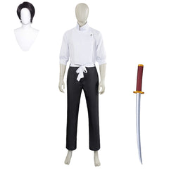 Yuta Okkotsu Tenue Blanche et Noire Cosplay Costume Couteau Perruque