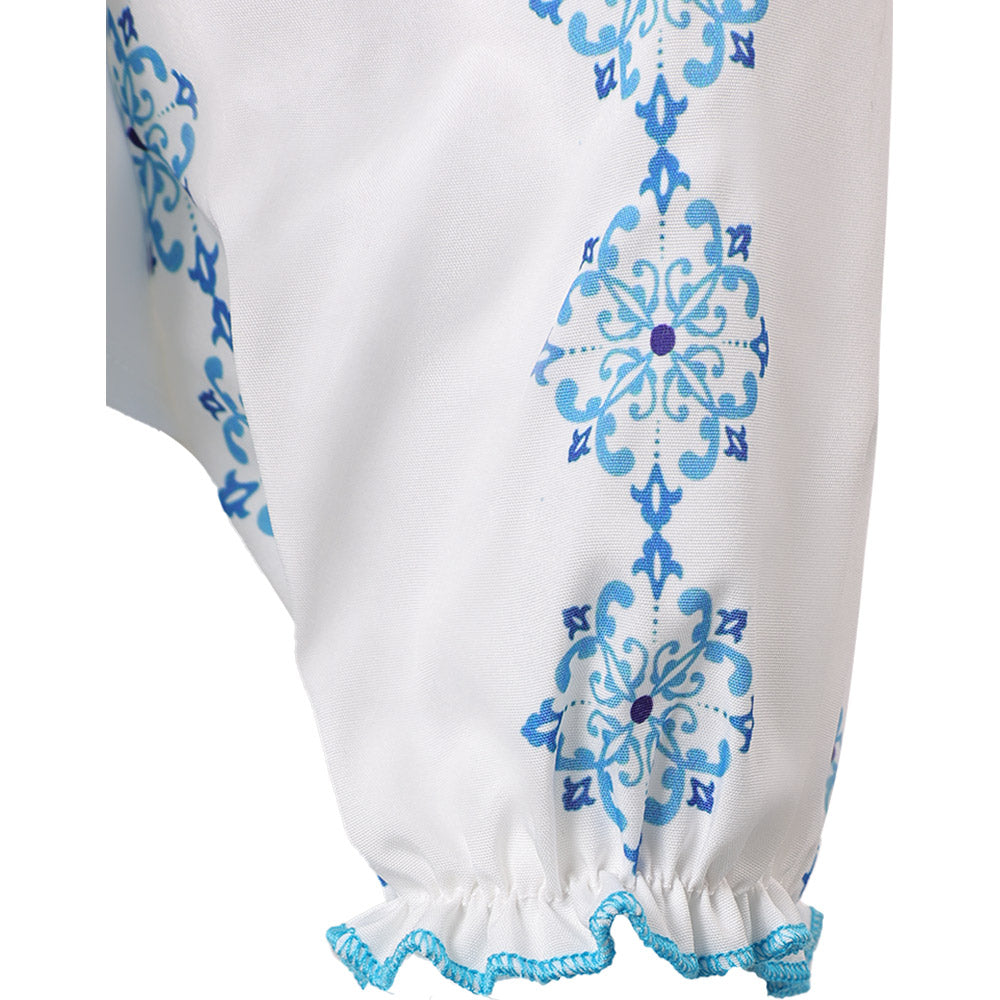 ABBA Anni-Frid Synni Lyngstad Chemise Bleu et Blanc 1970S Cosplay Costume