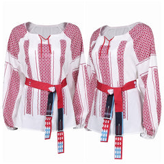 ABBA Femme Anni-Frid Lyngstad 1970s Chemise Rouge et Blanche Costume Vintage