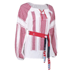 ABBA Femme Anni-Frid Lyngstad 1970s Chemise Rouge et Blanche Costume Vintage