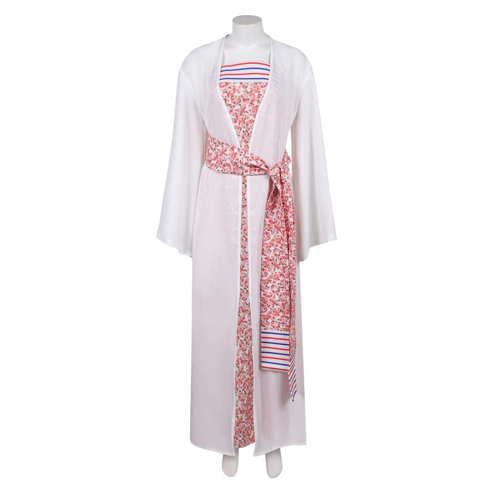 ABBA Femme Anni-Frid Lyngstad 1970s Robe Rose et Blanche Costume Vintage