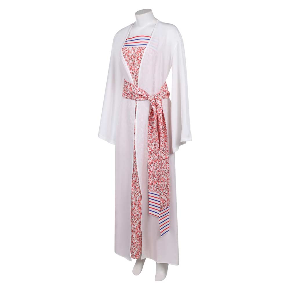 ABBA Femme Anni-Frid Lyngstad 1970s Robe Rose et Blanche Costume Vintage
