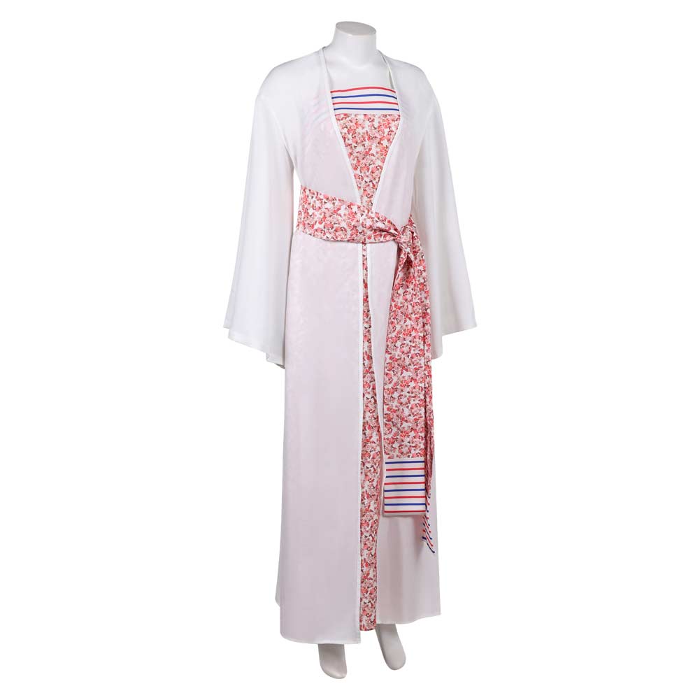 ABBA Femme Anni-Frid Lyngstad 1970s Robe Rose et Blanche Costume Vintage