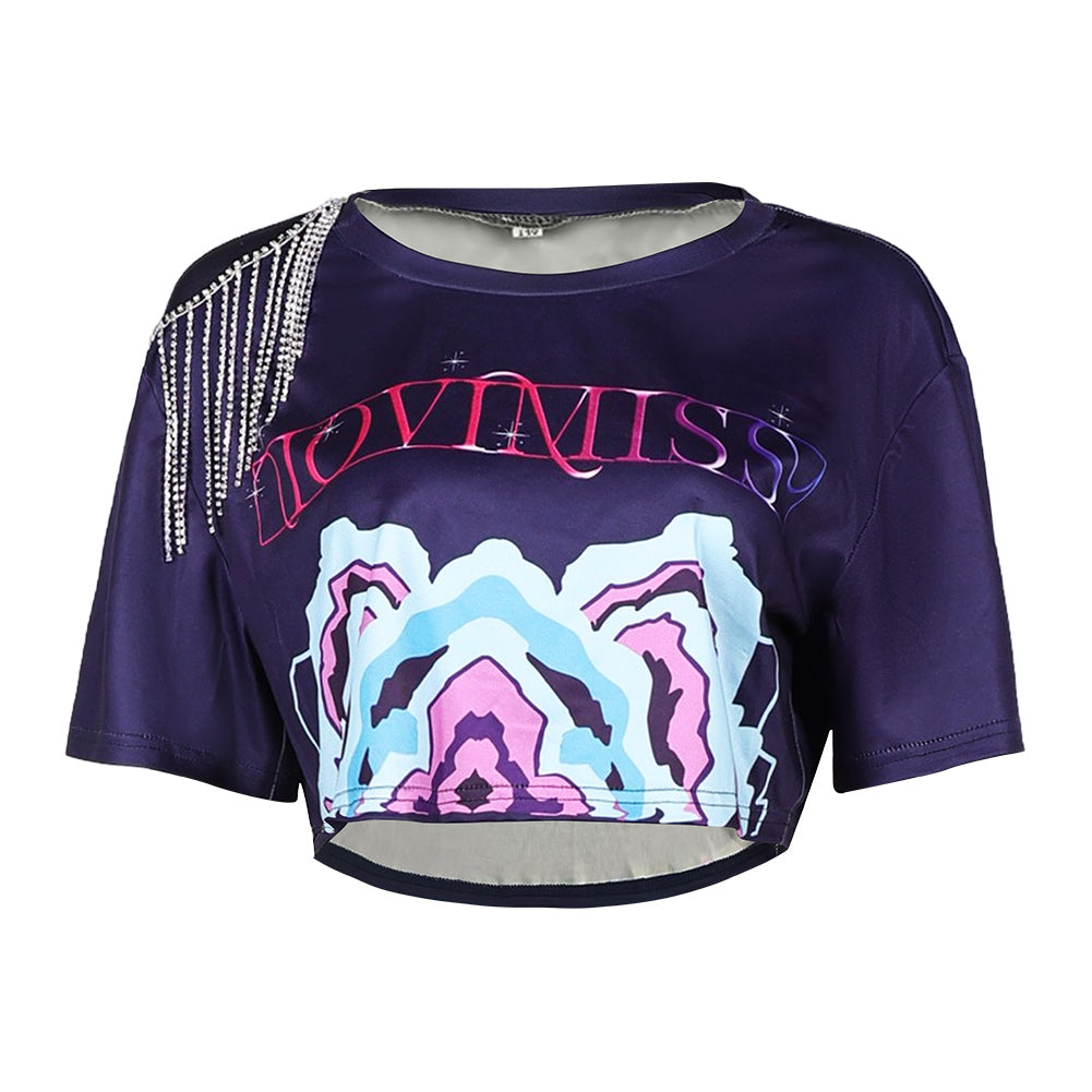 Adulte & Enfant KPop Demon Hunters(2025) Huntrix Zoey T-shirt Bleu Cosplay Costume