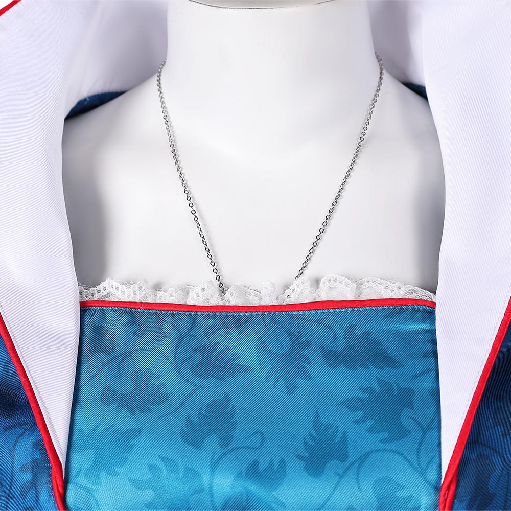 Adulte Blanche Neige(2025) Blanche Neige Robe Bleue+Collier+Bandeau Cosplay Costume