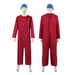 Adulte Blanche Neige(2025) Nain Combinaison Rouge+Chapeau Bleu Cosplay Costume