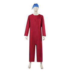 Adulte Blanche Neige(2025) Nain Combinaison Rouge+Chapeau Bleu Cosplay Costume