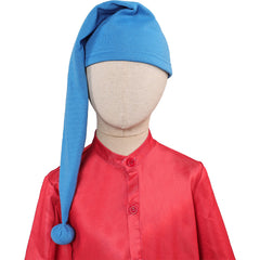 Adulte Blanche Neige(2025) Nain Combinaison Rouge+Chapeau Bleu Cosplay Costume