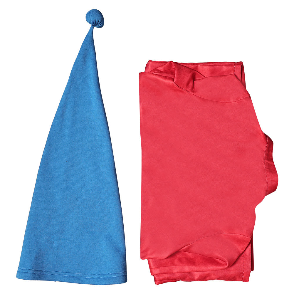 Adulte Blanche Neige(2025) Nain Combinaison Rouge+Chapeau Bleu Cosplay Costume