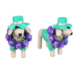 Animal Requin Jeff Costume Vert+Chapeau+Couronne de Cou Pour Chien