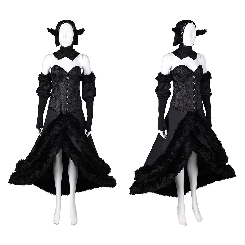 Anime Delicious in Dungeon Marcille Donato Tenue Noire Cosplay Costume