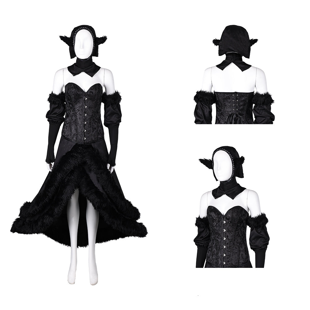 Anime Delicious in Dungeon Marcille Donato Tenue Noire Cosplay Costume