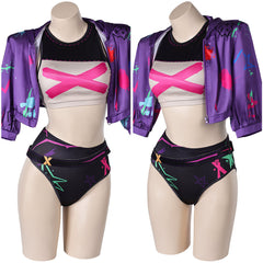 Arcane: League of Legends Saison 2 Jinx Maillot de Bain Bikini+Veste Cosplay Costume Design Original