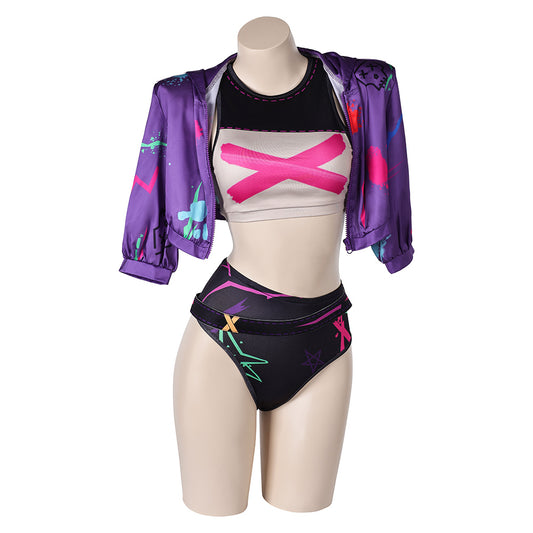 Arcane: League of Legends Saison 2 Jinx Maillot de Bain Bikini+Veste Cosplay Costume Design Original