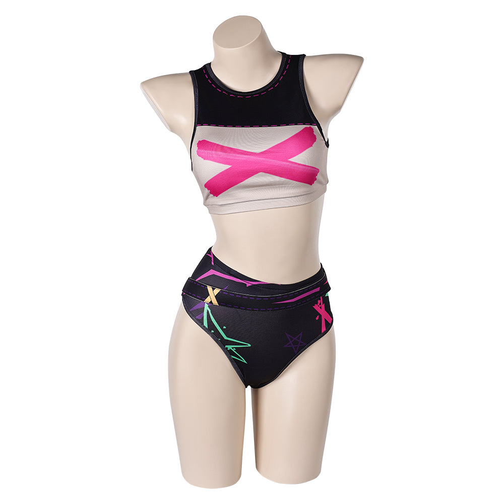 Arcane: League of Legends Saison 2 Jinx Maillot de Bain Bikini+Veste Cosplay Costume Design Original