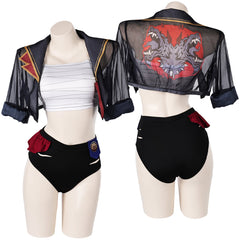 Arcane: League of Legends Saison 2 Vi Maillot de Bain Bikini+Couvre-up Cosplay Costume Design Original