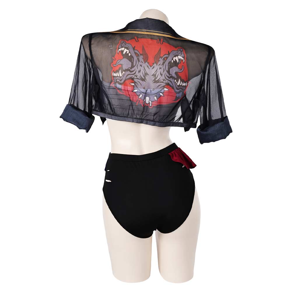 Arcane: League of Legends Saison 2 Vi Maillot de Bain Bikini+Couvre-up Cosplay Costume Design Original