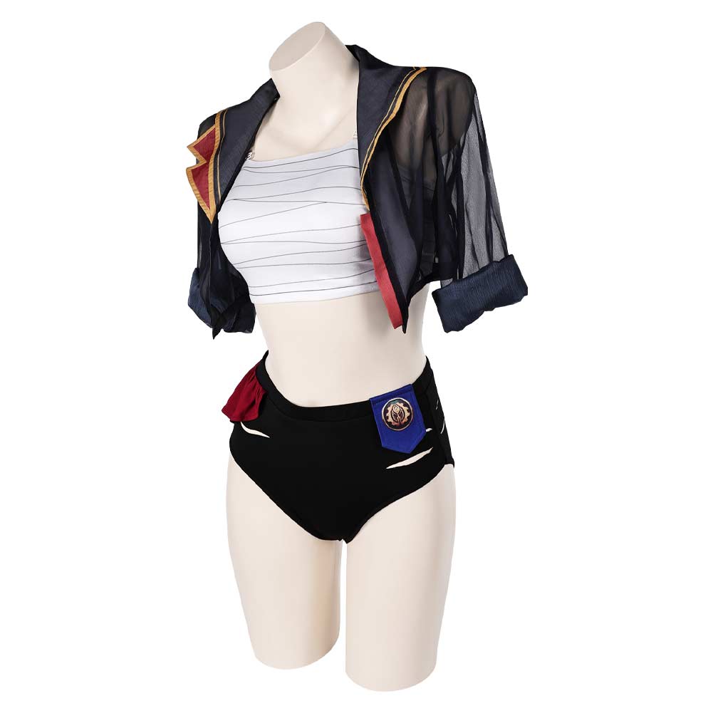 Arcane: League of Legends Saison 2 Vi Maillot de Bain Bikini+Couvre-up Cosplay Costume Design Original