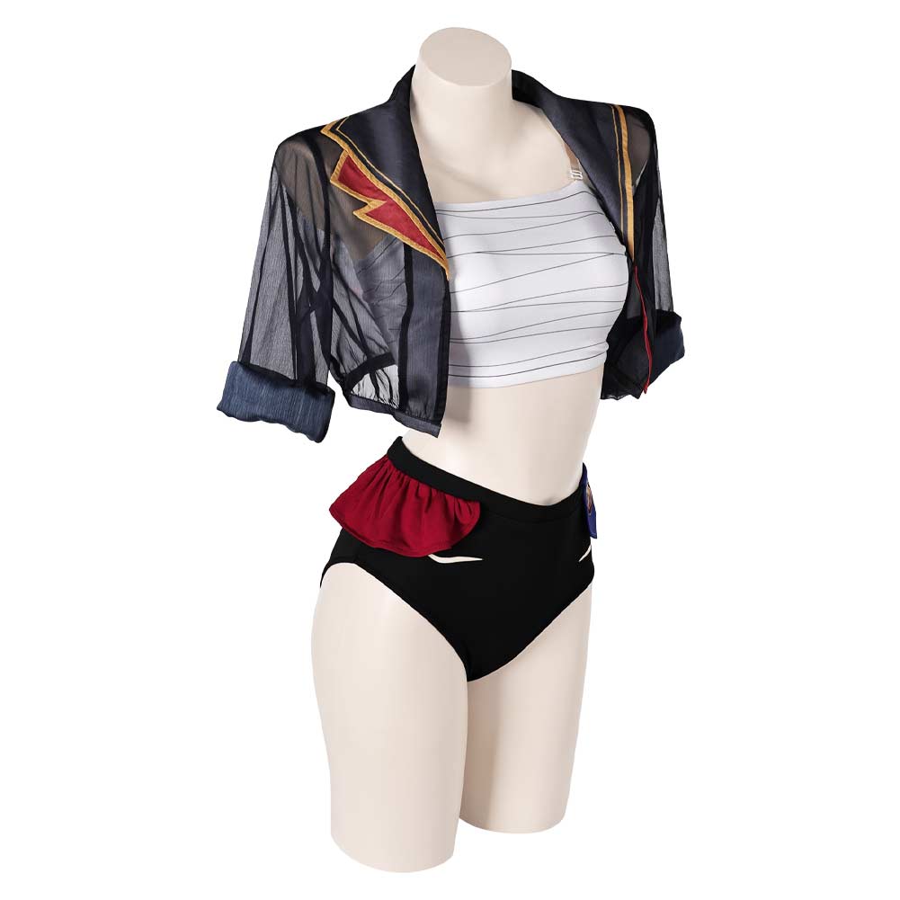 Arcane: League of Legends Saison 2 Vi Maillot de Bain Bikini+Couvre-up Cosplay Costume Design Original