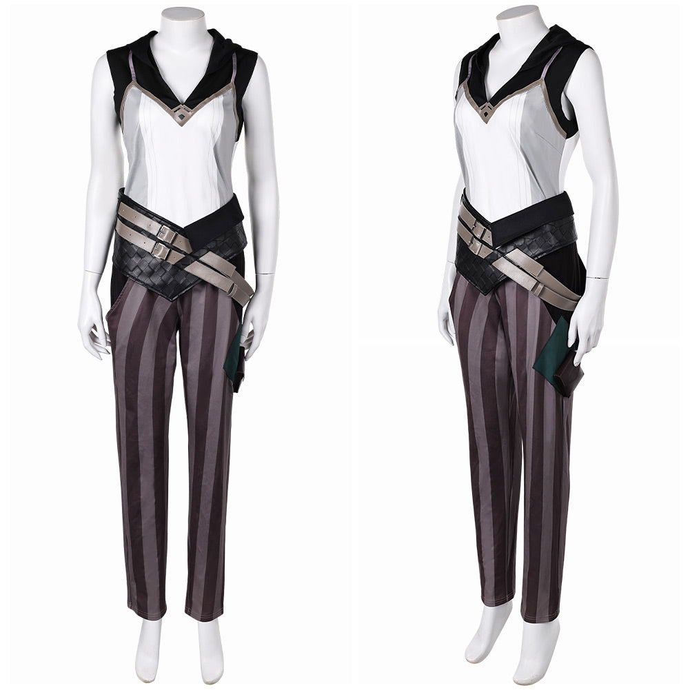 Arcane: League of Legends Saison 2 Vi Tenue Blanche et Noire Cosplay Costume