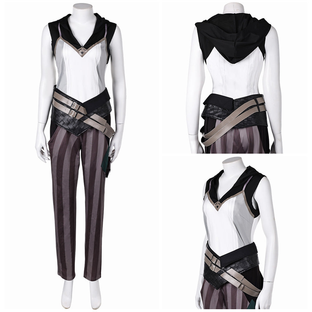 Arcane: League of Legends Saison 2 Vi Tenue Blanche et Noire Cosplay Costume