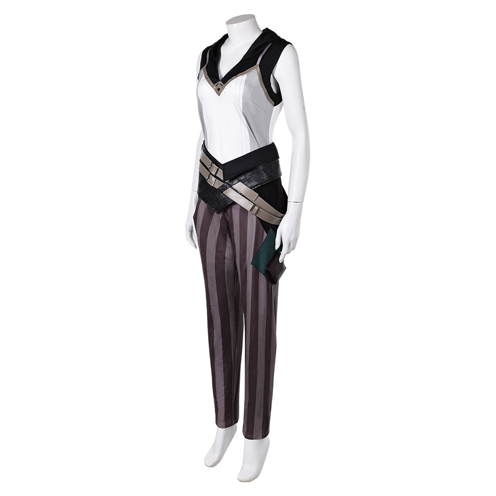 Arcane: League of Legends Saison 2 Vi Tenue Blanche et Noire Cosplay Costume