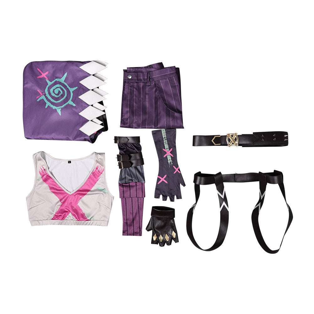 Arcane: League of Legends Saison 2(2024) Jinx Tenue avec Chapeau Cosplay Costume