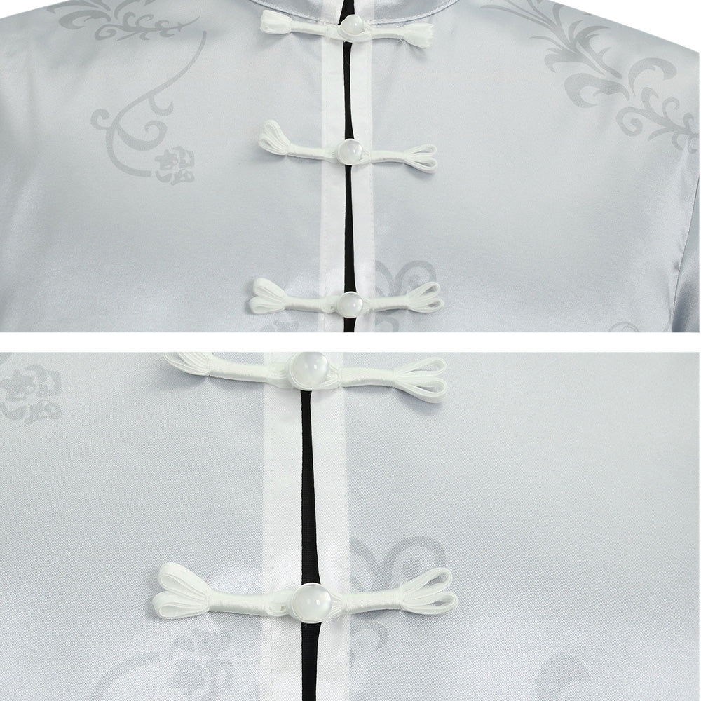 Blue Lock Nagi Seishiro Tenue Chinoiserie Grise et Blanche Cosplay Costume