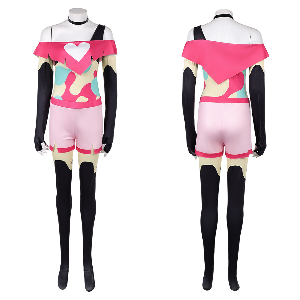 Cosplay Costume Beelzebub Helluva Boss TV Cosplay Tenue Rose Femme