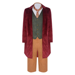 Cosplay Costume Bilbo Baggins The Lord of the Rings(2026) Film Cosplay Tenue Rouge et Marron Homme