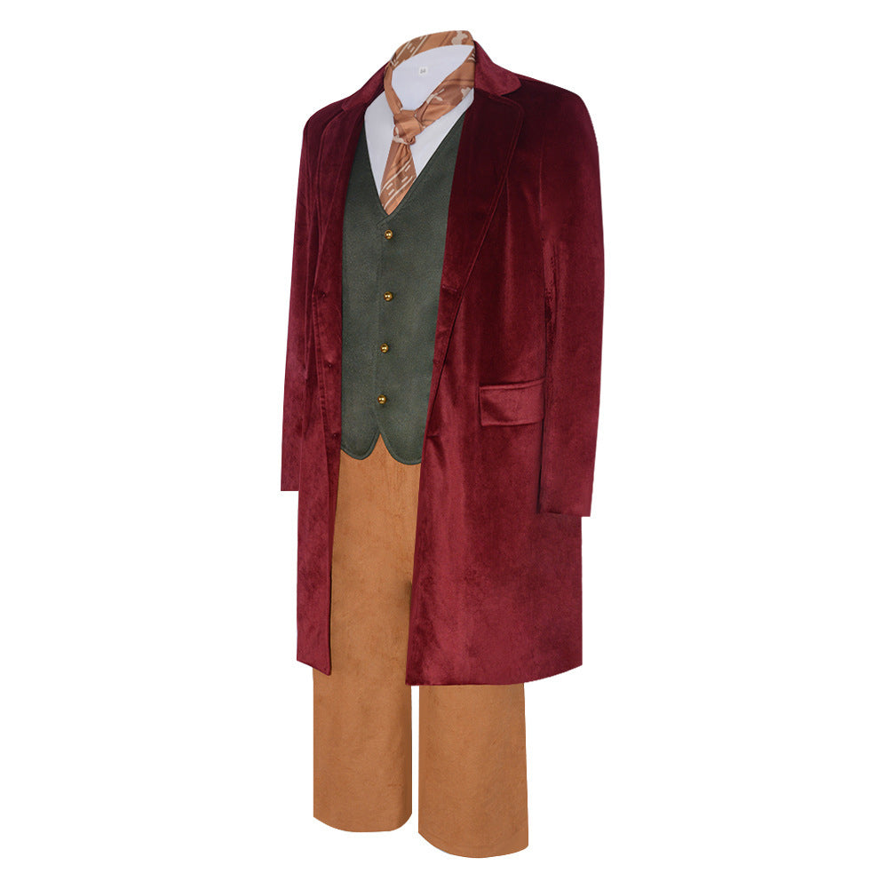 Cosplay Costume Bilbo Baggins The Lord of the Rings(2026) Film Cosplay Tenue Rouge et Marron Homme