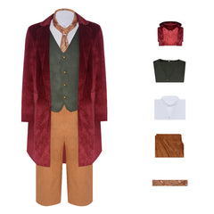 Cosplay Costume Bilbo Baggins The Lord of the Rings(2026) Film Cosplay Tenue Rouge et Marron Homme
