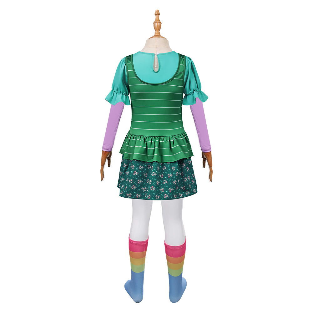 Cosplay Costume Bonnie Film Cosplay Robe Verte Enfant avec Chaussettes