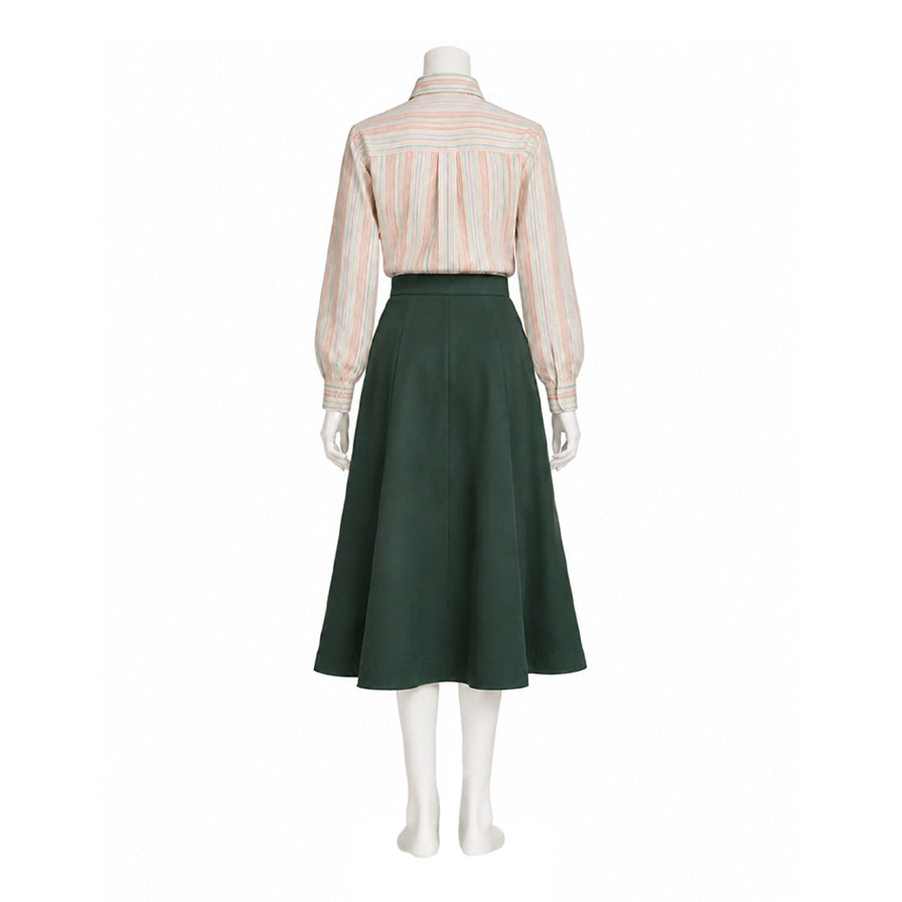 Cosplay Costume Carrie(2026) TV Cosplay Chemise Rayée+Jupe Longue Verte Femme