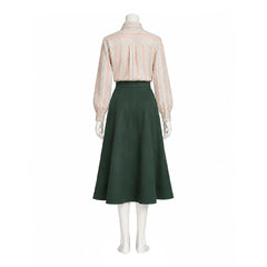 Cosplay Costume Carrie(2026) TV Cosplay Chemise Rayée+Jupe Longue Verte Femme