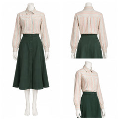 Cosplay Costume Carrie(2026) TV Cosplay Chemise Rayée+Jupe Longue Verte Femme