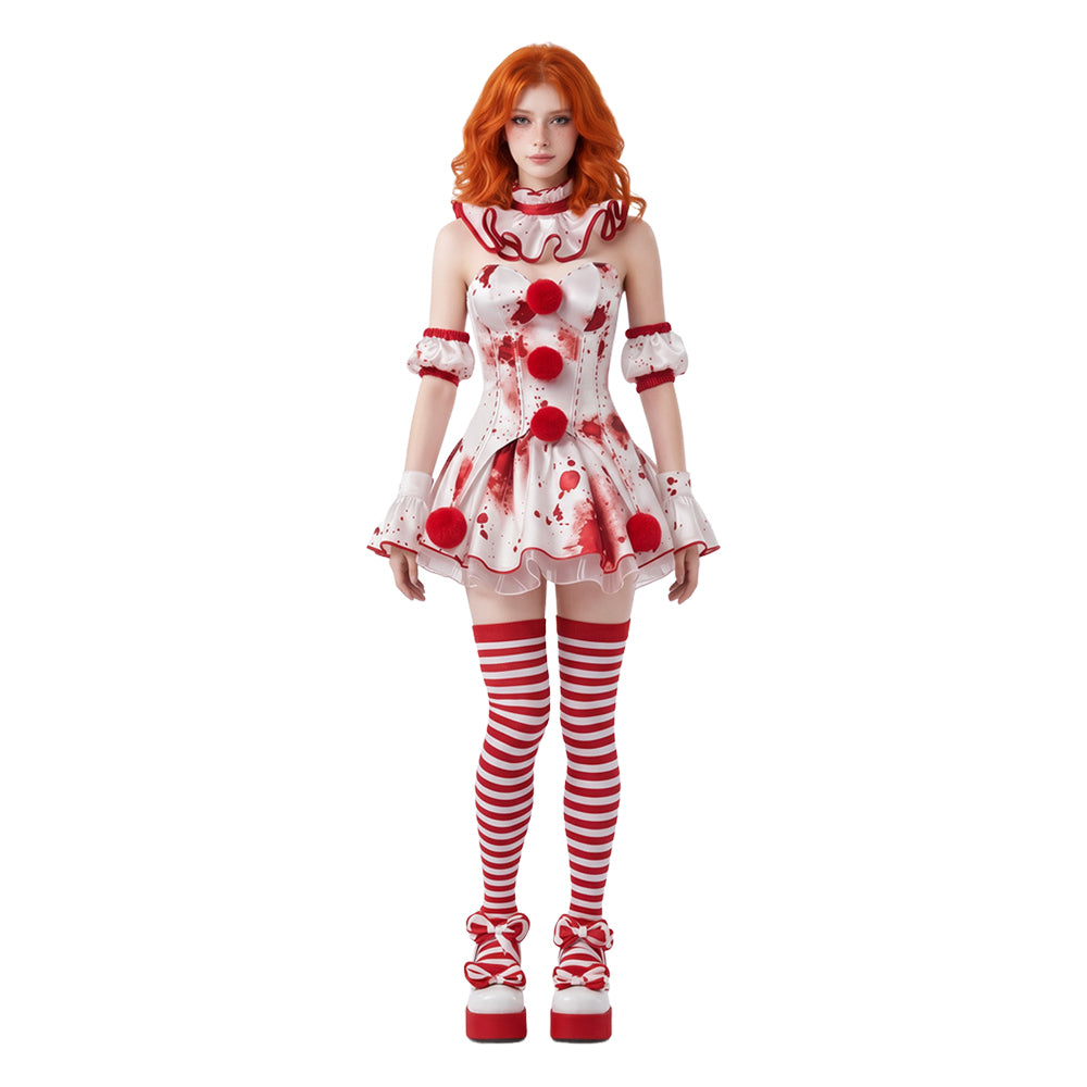 Cosplay Costume Clown Terrifier 4(2026) Film Cosplay Robe Blanche et Rouge Femme