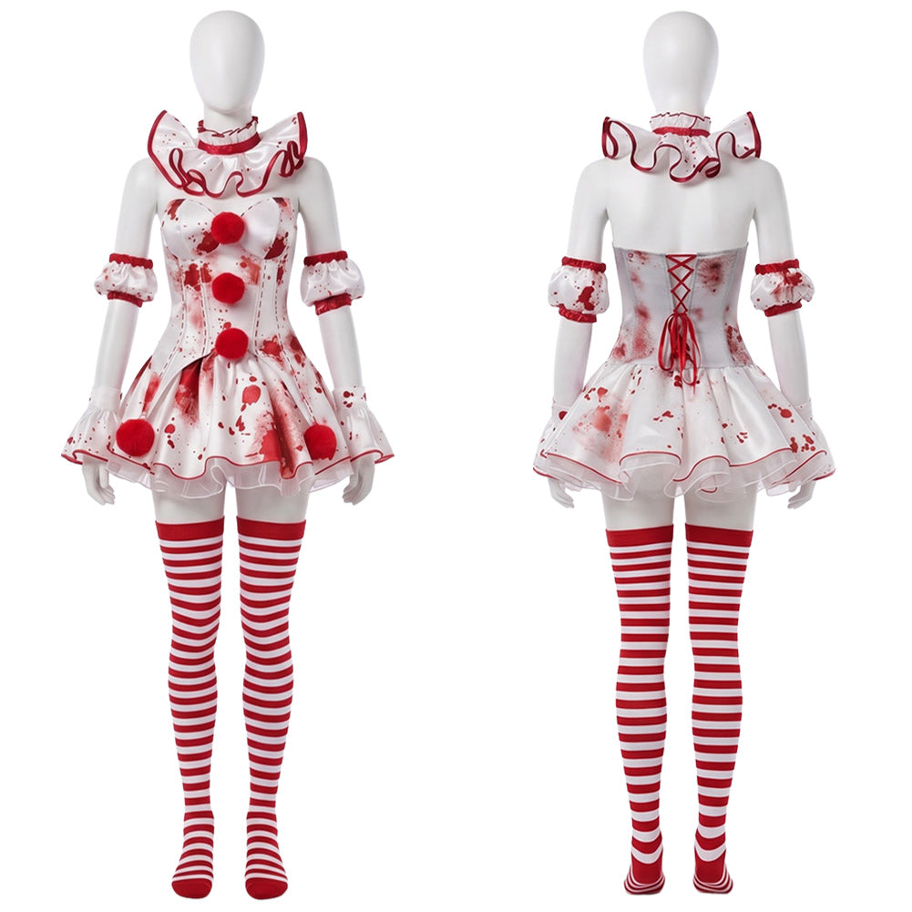Cosplay Costume Clown Terrifier 4(2026) Film Cosplay Robe Blanche et Rouge Femme