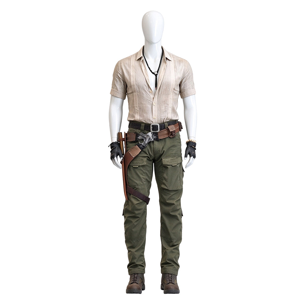 Cosplay Costume Dr. Smolder Bravestone Jumanji: Open World(2026) Film Cosplay Tenue Beige et Verte Homme