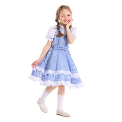 Cosplay Costume Fille Dorothy Gale Le Magicien d'Oz(1939) Film Cosplay Robe Bleue Enfant