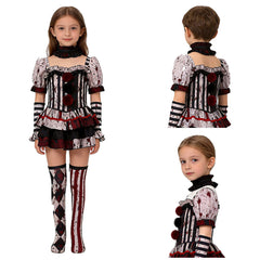 Cosplay Costume Fille Terrifier 4(2026) Film Cosplay Tenue Noire Taché de Sang Enfant