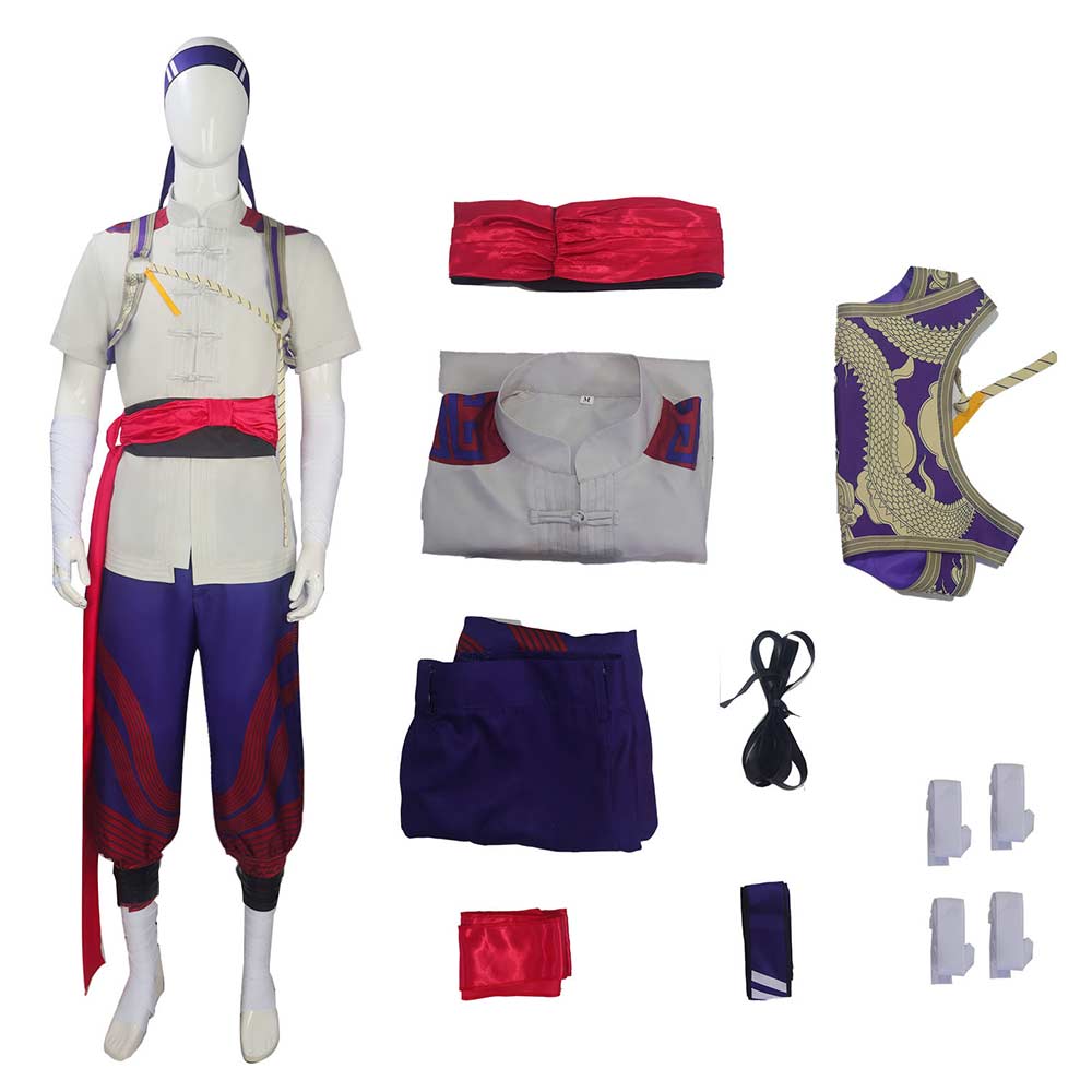 Cosplay Costume Fire God Liu Kang Mortal Kombat 2(2026) Film Cosplay Tenue Grise Homme