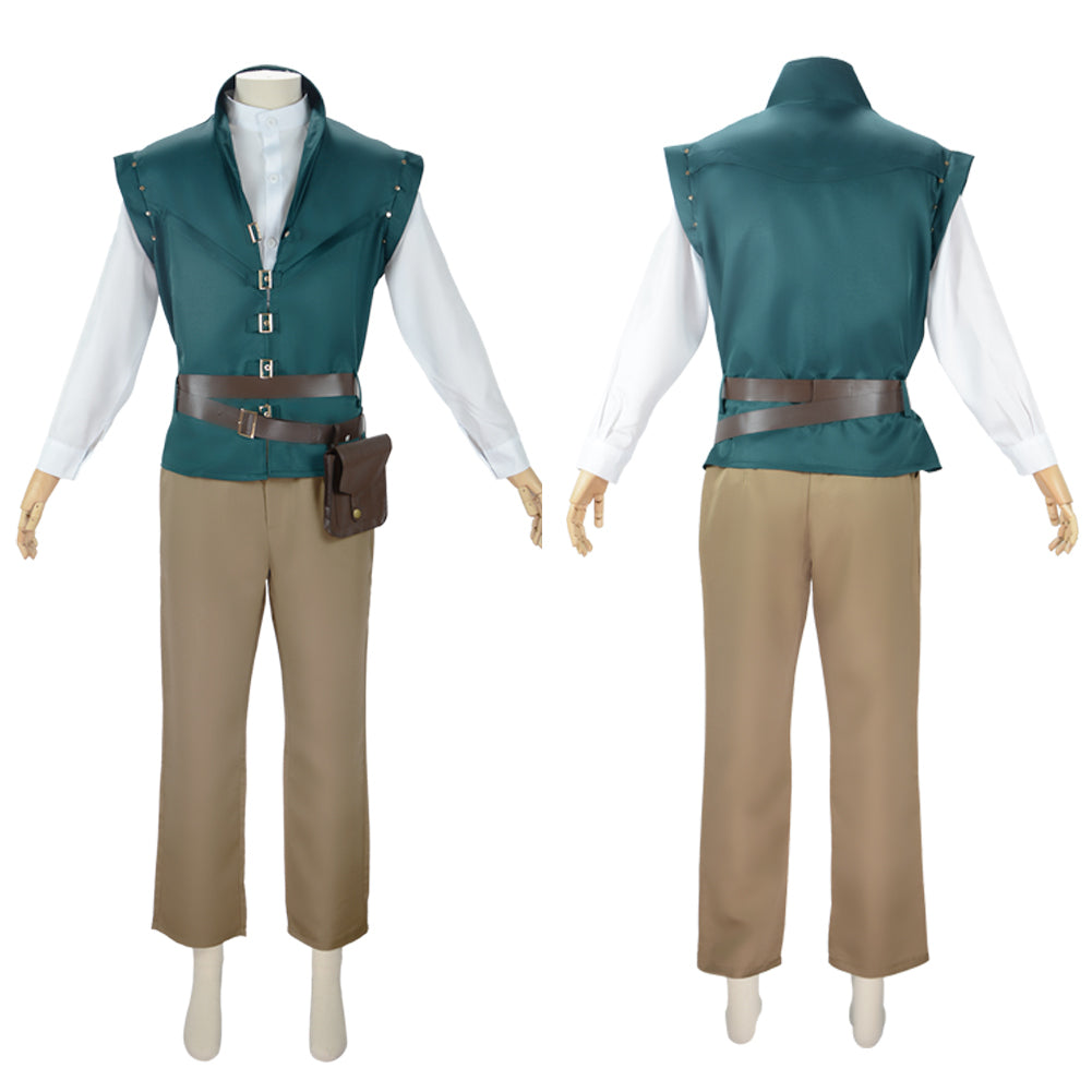 Cosplay Costume Flynn Rider Raiponce Film Cosplay Tenue Verte et Marron Homme