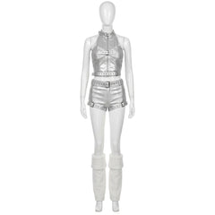 Cosplay Costume Groupe de Filles Tenue de Scène Argentée Femme