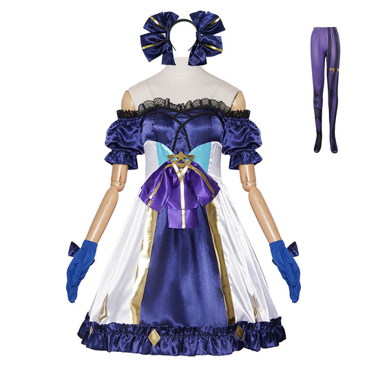 Cosplay Costume Gwen Arcane: League of Legends Jeu Cosplay Robe Bleue Femme