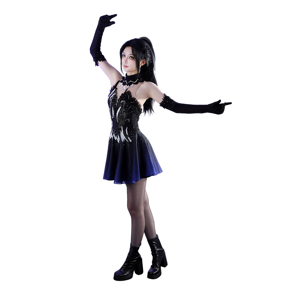 Cosplay Costume Hikaru Kamisaki Medalist Anime Cosplay Robe de Patinage Noire Femme