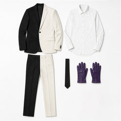 Cosplay Costume Joker Batman Film Cosplay Tenue Noire et Blanche Homme