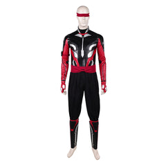 Cosplay Costume Kenshi Takahashi Mortal Kombat 2(2026) Film Cosplay Tenue Rouge et Noire de Cuir Homme