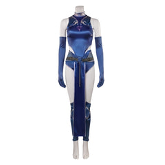 Cosplay Costume Kitana Mortal Kombat 2(2026) Film Cosplay Combinaison Bleue Femme Ver.2