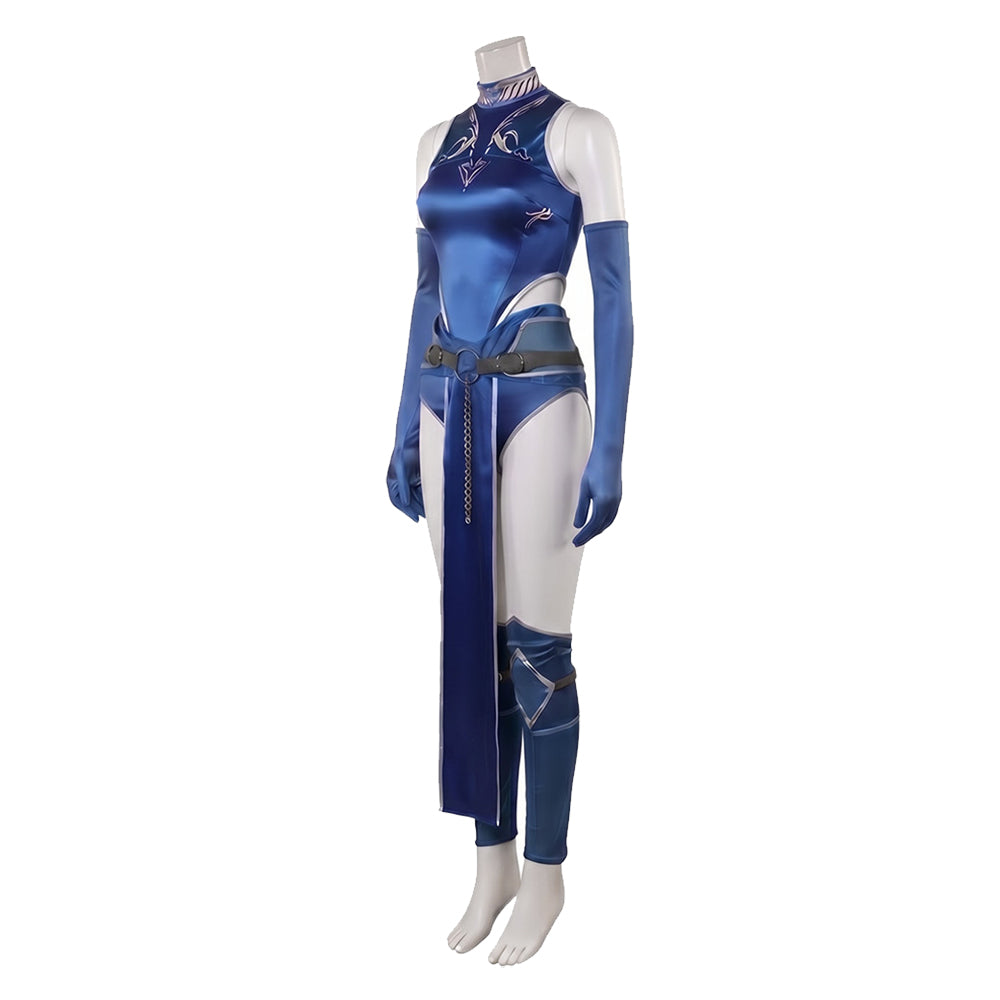 Cosplay Costume Kitana Mortal Kombat 2(2026) Film Cosplay Combinaison Bleue Femme Ver.2